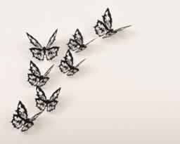 3D Wall Art Butterflies, Ornate Gothic Decor, 10 Darkwing Filigree Butterflies in Soot Black Paper - thumbnail 1