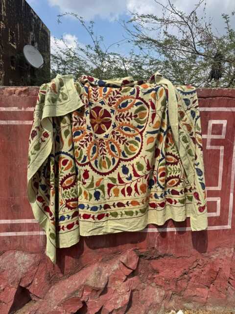 Suzani Quilt Throw Blanket Multicolor Handmade Embroidery Decor - image 1