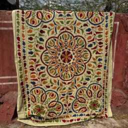 Suzani Quilt Throw Blanket Multicolor Handmade Embroidery Decor - thumbnail 2