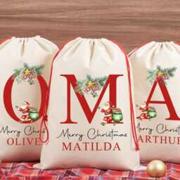 Personalised Santa Sack, Custom Name Christmas Stocking, Eve Bag, Family Gift, Gifts For Girl Boy - thumbnail 2