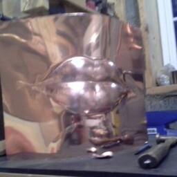 Copper Sculpture Lips Nose - thumbnail 2