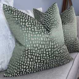 Luxurious Olive Green Cushion Cover With Gold Shimmer - Ashley Wilde Estrada Fabric Throw Pillow - thumbnail 4