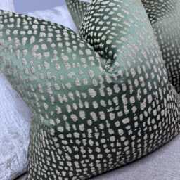 Luxurious Olive Green Cushion Cover With Gold Shimmer - Ashley Wilde Estrada Fabric Throw Pillow - thumbnail 3