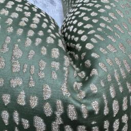 Luxurious Olive Green Cushion Cover With Gold Shimmer - Ashley Wilde Estrada Fabric Throw Pillow - thumbnail 2