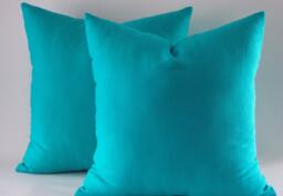 Set Of 2 Turquoise Linen Pillow Covers, Decorative Throw Pillows