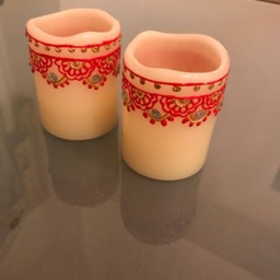 Henna Candles 2x3 Led - Set Of 2 - Top Border & Front Designs - thumbnail 4