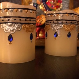 Henna Candles 2x3 Led - Set Of 2 - Top Border & Front Designs - thumbnail 3