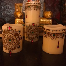 Henna Candles 2x3 Led - Set Of 2 - Top Border & Front Designs - thumbnail 2