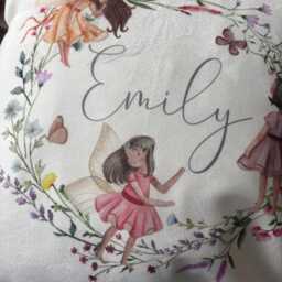 Personalised Fairy Name Cushion, Floral Woodland Nursery Pillow, Custom Girl Decor - thumbnail 4