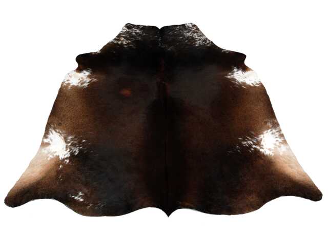 Genuine Dark Brown & White Cowhide Rug - Medium Hair-On Leather For Stylish Interiors - 57x58 Inches - image 1