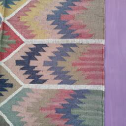 Hand Woven Wool Jute Kilim Rug Southwestern Boho Decor - thumbnail 2