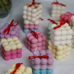 Bubble Soy Wax Candle - Hand Poured Cube - thumbnail 2