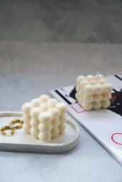Bubble Soy Wax Candle - Hand Poured Cube - thumbnail 1