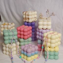 Bubble Soy Wax Candle - Hand Poured Cube - thumbnail 3