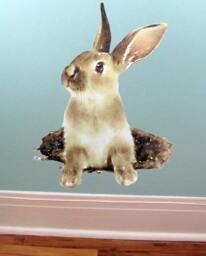 Rabbit, Watercolor Wall Sticker, Bunny Decal, Woodland Animal, Nursery Decor, Hare Decal - thumbnail 1