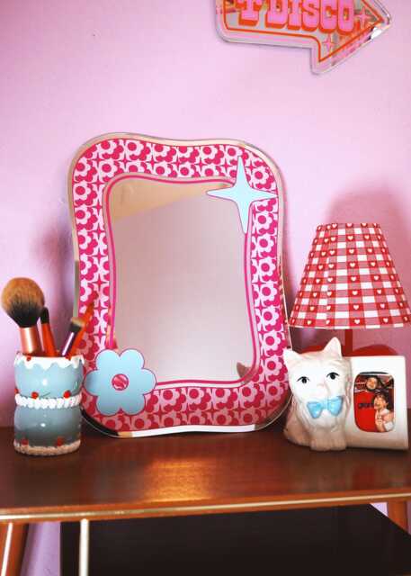 Groovy Pattern Square Blob Mirror - Pink & Hot - image 1