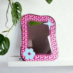 Groovy Pattern Square Blob Mirror - Pink & Hot - thumbnail 3