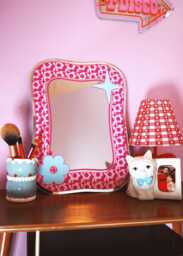 Groovy Pattern Square Blob Mirror - Pink & Hot