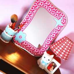 Groovy Pattern Square Blob Mirror - Pink & Hot - thumbnail 4