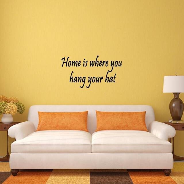 Home Is Where You Hang Your Hat Wall Decal Family Room Quote Vinyl Decals Decor Vwaq-8842