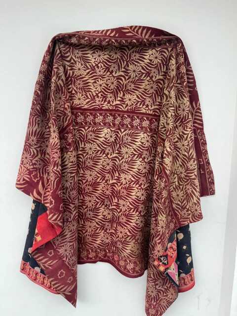Handmade Cotton Kantha Quilt Patchwork Reversible Block Print Bohemian Throw - image 1