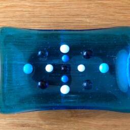 Handmade Fused Glass Soap Dish Turquoise Blue Bathroom Decor - thumbnail 3