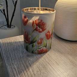 Frosted Glass Tulip Scented Candle Jar - Floral Home Decor Fragrance - thumbnail 2