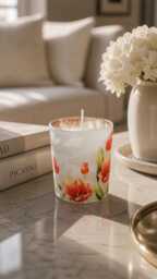 Frosted Glass Tulip Scented Candle Jar - Floral Home Decor Fragrance