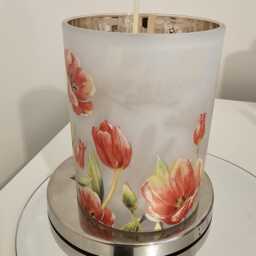 Frosted Glass Tulip Scented Candle Jar - Floral Home Decor Fragrance - thumbnail 4