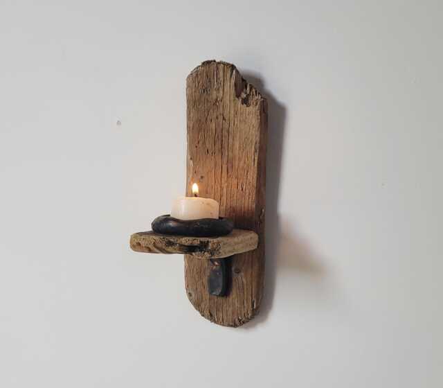 Character Dorset Driftwood & Ceramic Night Light Candle Holder Wall Sconce - image 1