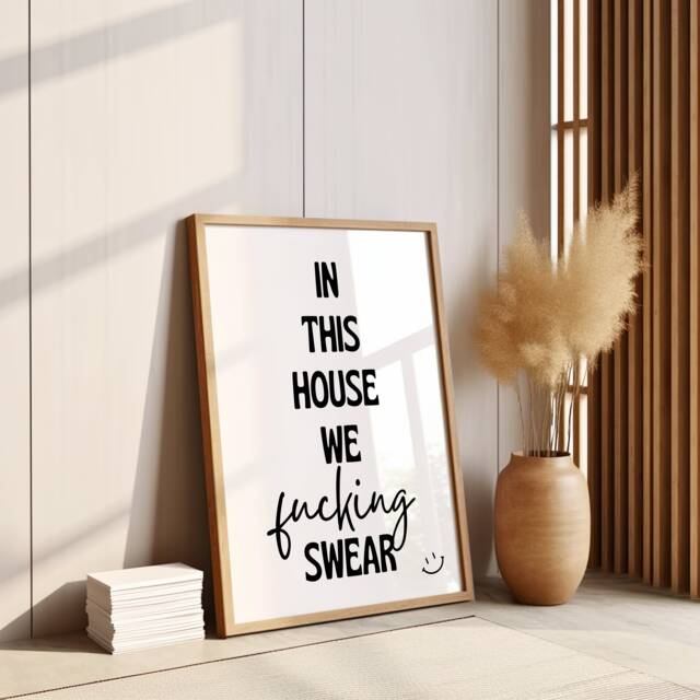 In This House We Swear Print Quirky Home Decor, Offensive Wall Art