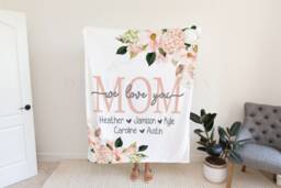 Christmas Blanket, Gift, Floral Style Personalized Mom Gift For Grandparent, Birthday - thumbnail 1