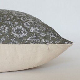 Olive Floral Pillow, Dark Green Pillow Cover, Throw Covers, Decorative Pillows Couch, Khaki - - thumbnail 3