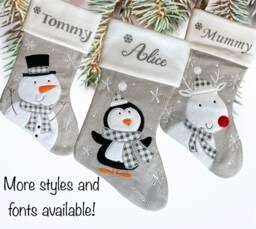 Grey Personalised Christmas Stocking , Xmas D??cor Or Family Named Stockings - thumbnail 1