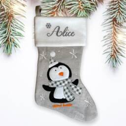 Grey Personalised Christmas Stocking , Xmas D??cor Or Family Named Stockings - thumbnail 2