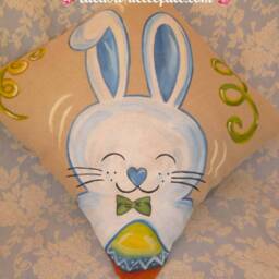 Hand-Painted Bunny, Easter Pillow Case, Bunny Design, Gift, Pillow Cover, Home Decor, Decorations, Kids - thumbnail 2