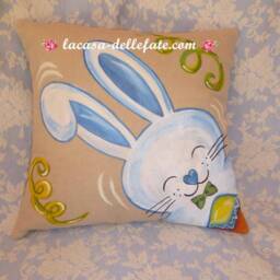 Hand-Painted Bunny, Easter Pillow Case, Bunny Design, Gift, Pillow Cover, Home Decor, Decorations, Kids - thumbnail 3