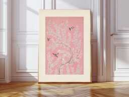 Japanese Art Print, Blossom Flower Poster, Floral Prints, Wall Art, Flower Print, Pink Room - thumbnail 1