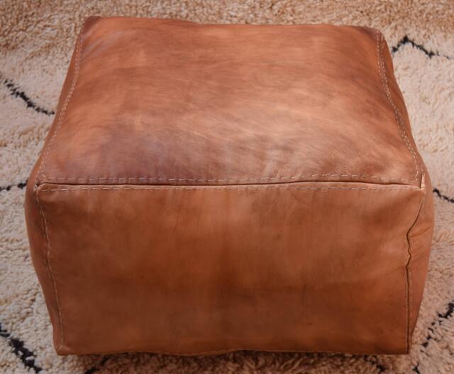 Moroccan, Brown Pouf, Pouf, Pouffe, Moroccan Poufs, Ottoman Pouf, Footstool, Berber Pouf, Leather Pouf, Decorative Pillows, Living Room Pillow - image 1