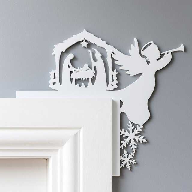 Angel Nativity Door Trim Decor, Christmas Decorations For The Home, Corner Holiday Seasonal Gift Idea For Her, Ornament - image 1
