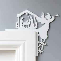 Angel Nativity Door Trim Decor, Christmas Decorations For The Home, Corner Holiday Seasonal Gift Idea For Her, Ornament - thumbnail 1