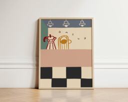 Daily Cafe Print, Coffee Poster, Illustration Kitchen Wall Art, Aesthetic Trendy Kitchen, Unframed - thumbnail 1