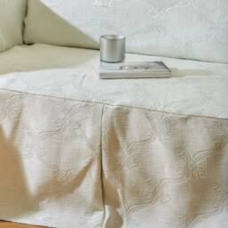 Ivory Jacquard Sofa Cover, Couch Throw Textured Protector Custom Size - thumbnail 2