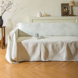 Ivory Jacquard Sofa Cover, Couch Throw Textured Protector Custom Size
