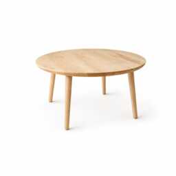 Round Oak Coffee Table, Japandi Living Room, Solid Wood Minimalist For Small Spaces, UK - thumbnail 2