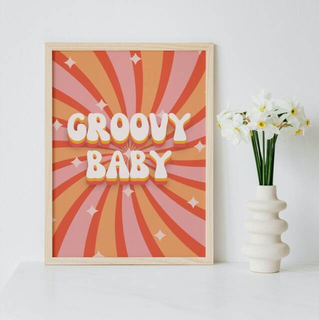 Groovy Baby Retro Print 60S 70S Style Typography Wall Art - image 1