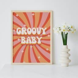 Groovy Baby Retro Print 60S 70S Style Typography Wall Art - thumbnail 1