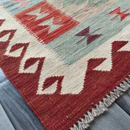 Classic Kilim Rug, Handmade Artisan Afghan Turkish Persian Qashqai Navajo Bohemian Natural Wool Flatweave Multicolour Rug 126x83 cm - thumbnail 3