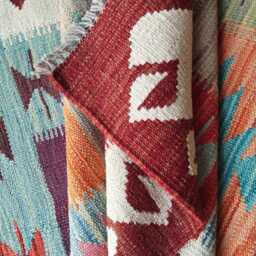 Classic Kilim Rug, Handmade Artisan Afghan Turkish Persian Qashqai Navajo Bohemian Natural Wool Flatweave Multicolour Rug 126x83 cm - thumbnail 4