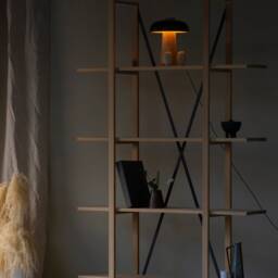 Konk ??? Overhang Shelving [Wooden] Bespoke Sizes Available Modern Oak & Steel Bookcase, Tall Bookshelf - thumbnail 2